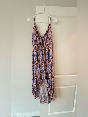 Justily Pink & Lilac Floral Maxi Dress with V-Neck